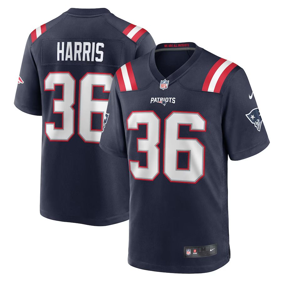 Men New England Patriots #36 Kevin Harris Nike Navy Game Player NFL Jersey